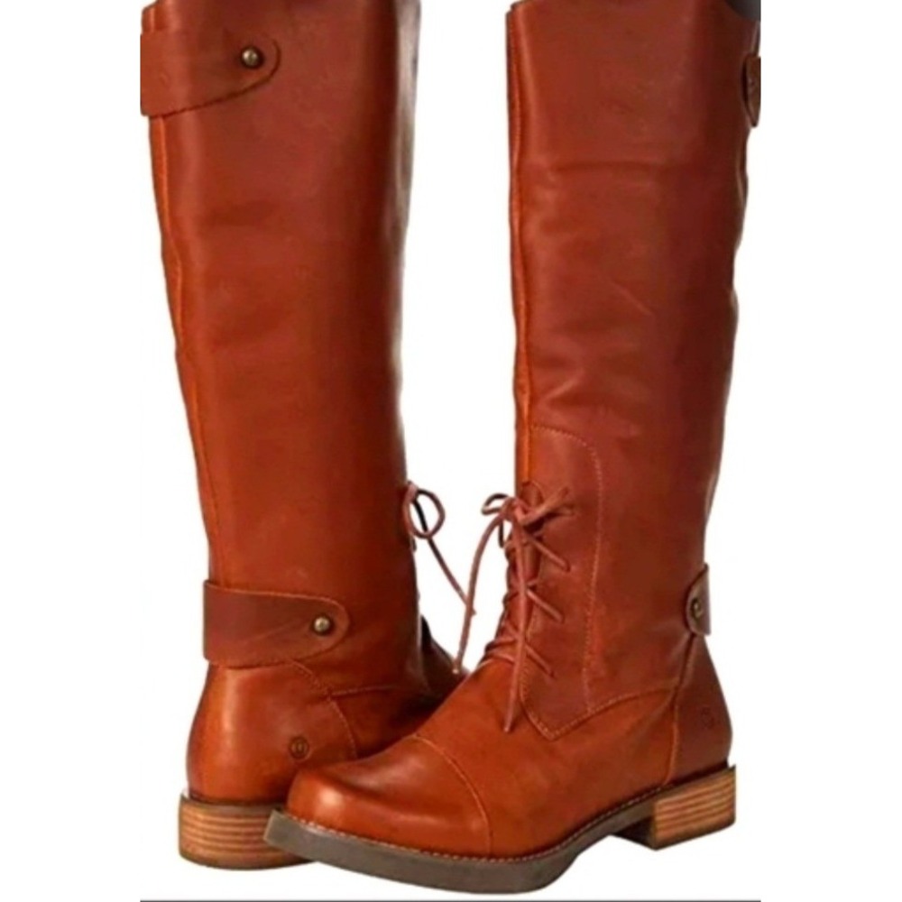 Dingo Derby Tall Riding Boots 6.5M Soft Leather Zip Lace Up Equestrian Western